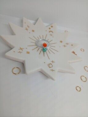 Beautiful Hand-made Silver Wire Ring with Orange and Teal Beads